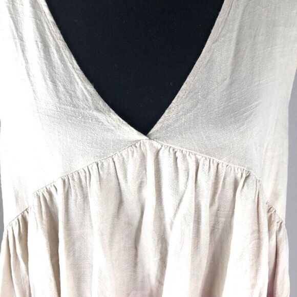 Umgee Linen Sleeveless Top Pink/Cream Ombre V-Neck Blouse Babydoll Peasant M - Picture 6 of 11